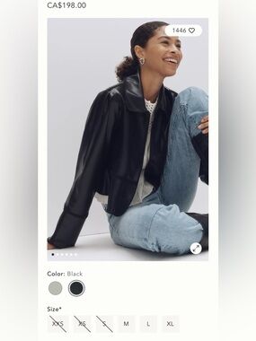 Anthropologie The Freya Faux Leather Whip Stitch Swing Jacket